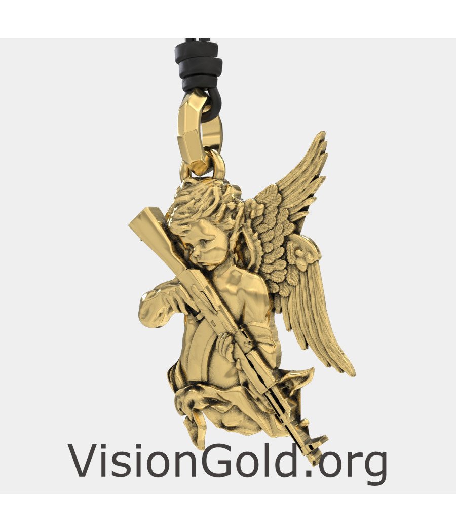 Pendentif ange gardien avec pistolet 0458K