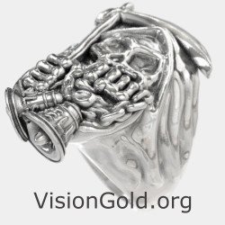 Anello gotico da uomo| Anello da uomo Monastiraki| Anello teschio| Gioielli da uomo 0259