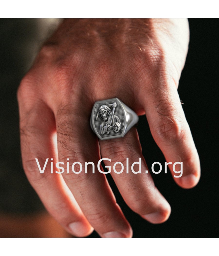 Ασημενιο Ανδρικο Δαχτυλιδι Grim Reaper 0256