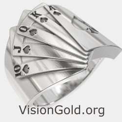 Silver Poker Ring - Playing Card Ring 0423