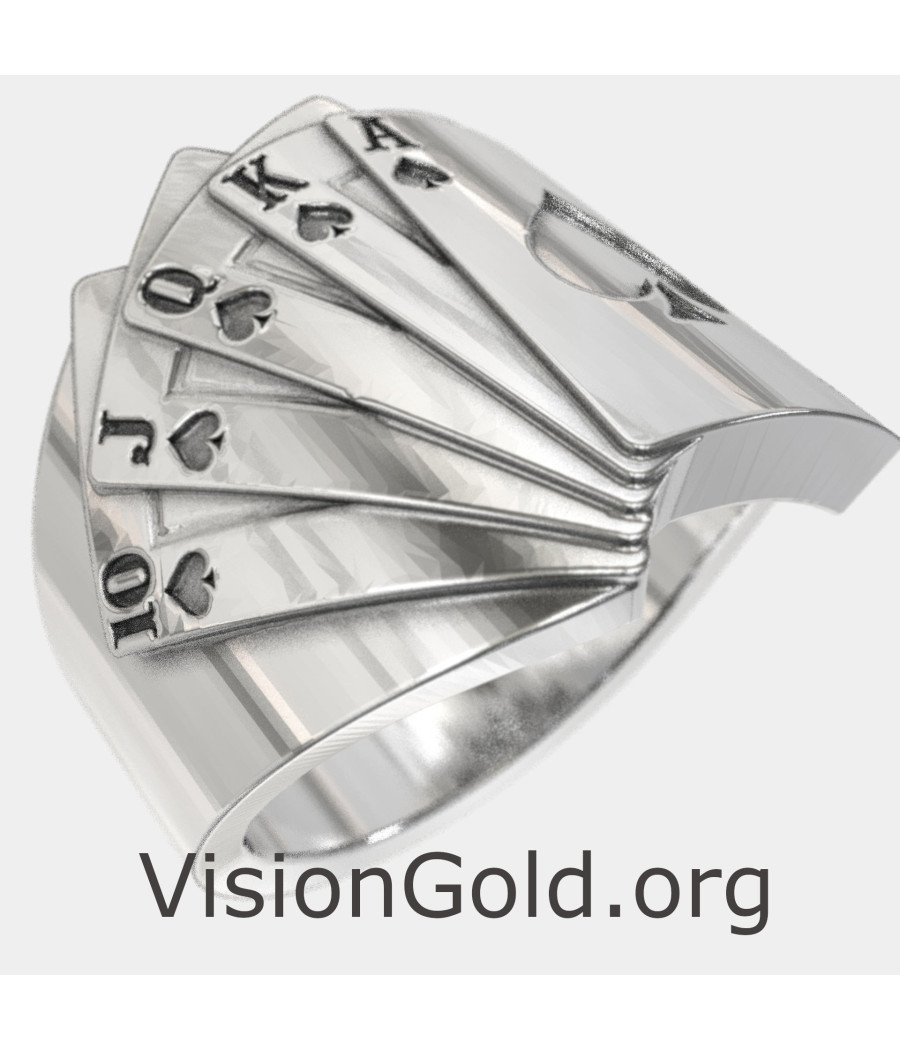 Silver Poker Ring - Playing Card Ring 0423