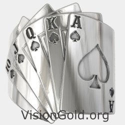 Silber Poker Ring - Spielkarten Ring 0423