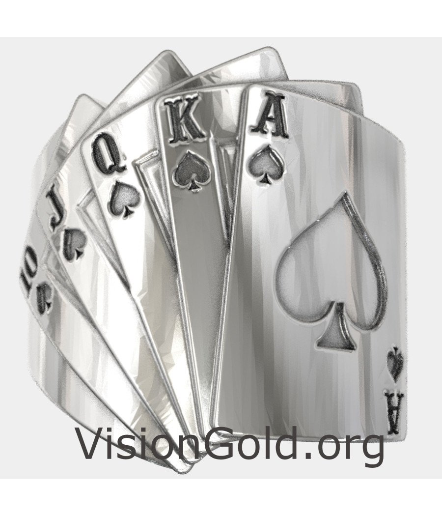 Silver Poker Ring - Playing Card Ring 0423