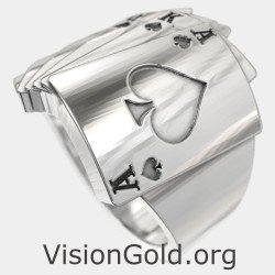 Silber Poker Ring - Spielkarten Ring 0423