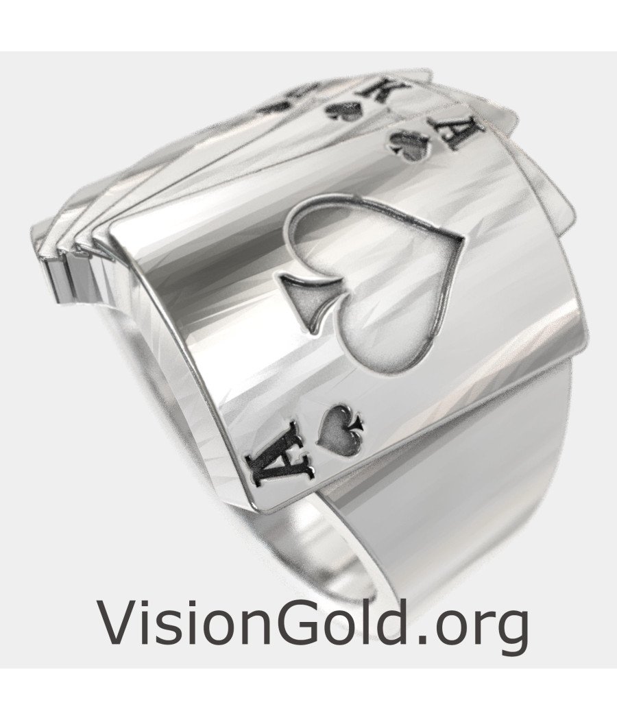 Silver Poker Ring - Playing Card Ring 0423