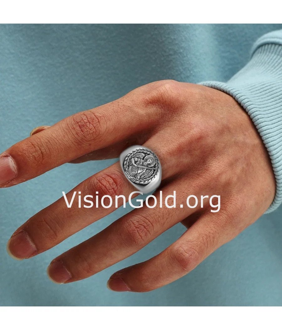 Archangel Saint Michael Signet Ring 0696