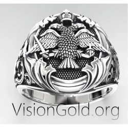 Signet Byzantine Double-Headed Eagle Ring 0506