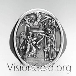 Virgin Mary Christian Signet Ring 0524