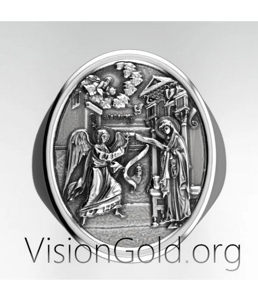 Virgin Mary Christian Signet Ring 0524