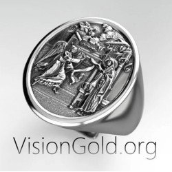 Virgin Mary Christian Signet Ring 0524