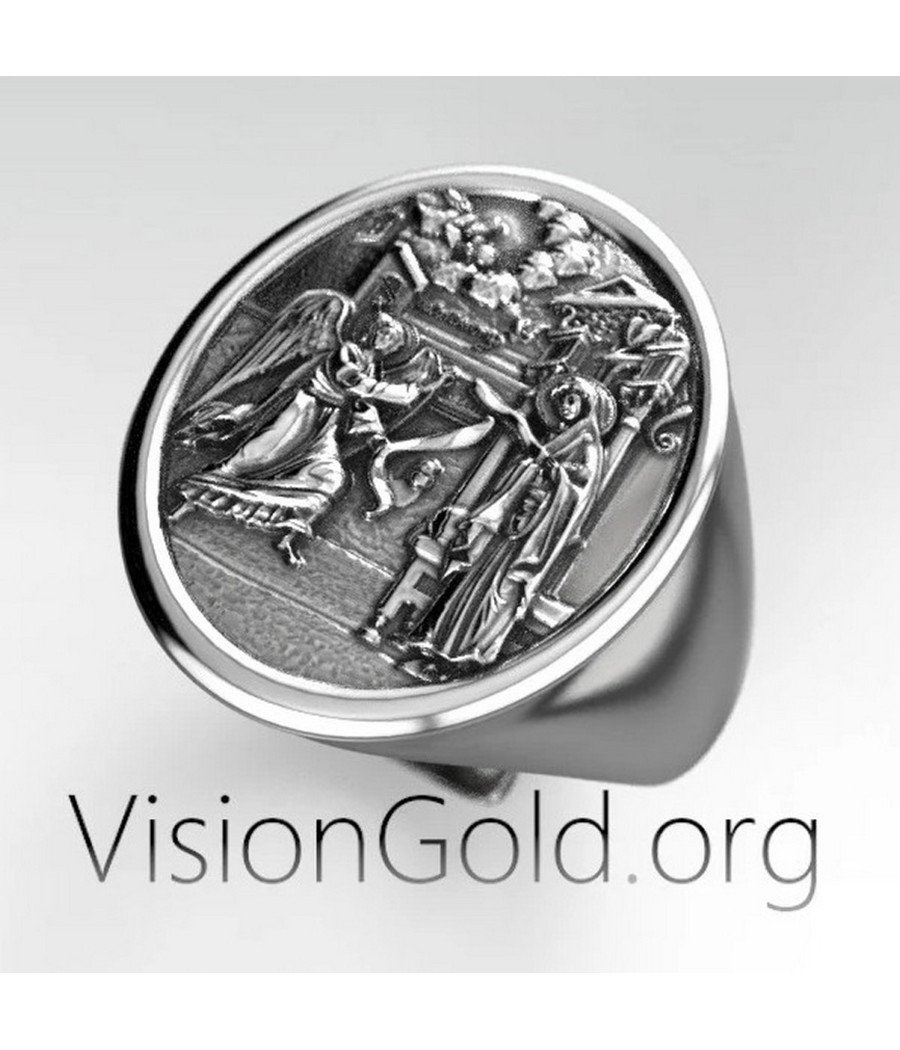 Virgin Mary Christian Signet Ring 0524