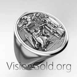 Virgin Mary Christian Signet Ring 0524