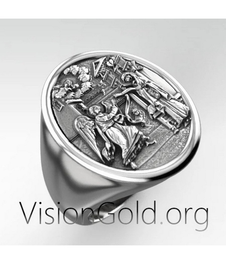 Virgin Mary Christian Signet Ring 0524