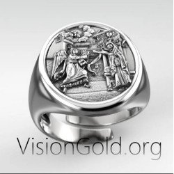 Virgin Mary Christian Signet Ring 0524