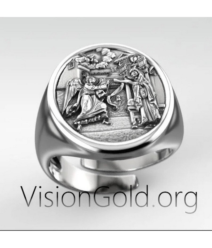 Virgin Mary Christian Signet Ring 0524