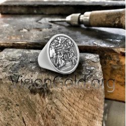 Virgin Mary Christian Signet Ring 0524