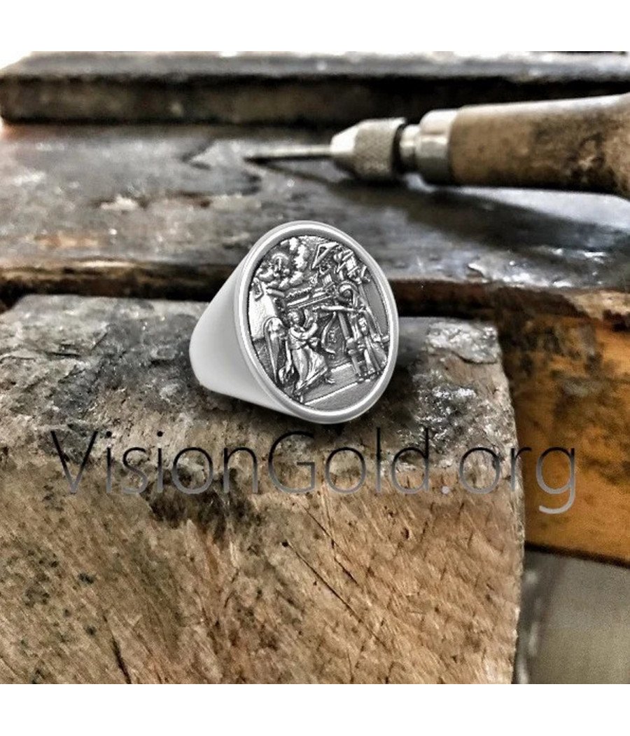 Virgin Mary Christian Signet Ring 0524