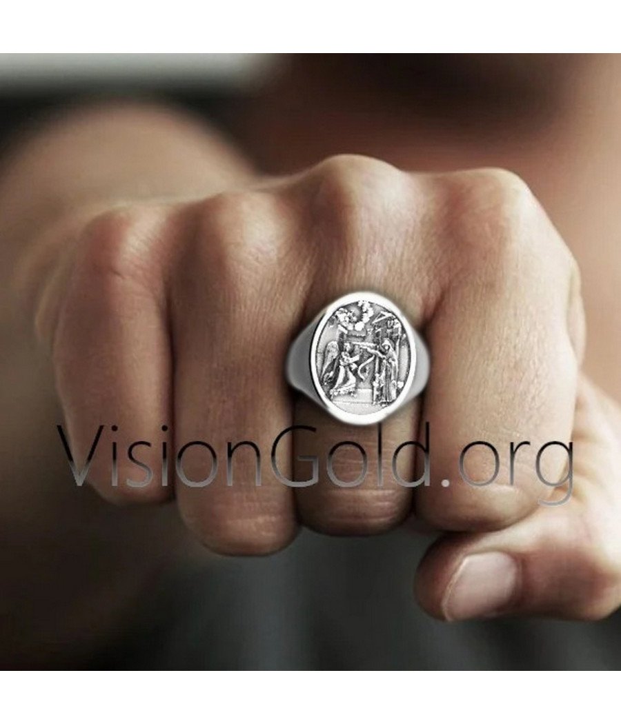 Virgin Mary Christian Signet Ring 0524