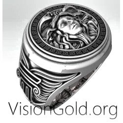 Antiker Medusa Silber Ring 0282