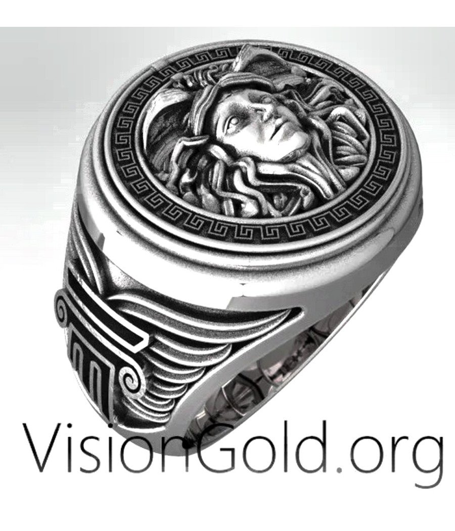 Antigua Medusa Anillo de Plata 0282
