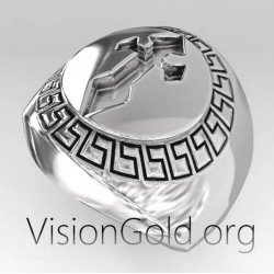 Σταυρός Ασημενιο Ανδρικο Δαχτυλιδι 0299