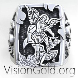 Кольцо Signet Saint Michael Christian Ring 0526