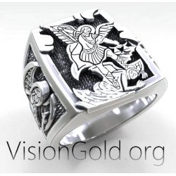 Signet Saint Michael Christian Ring 0526