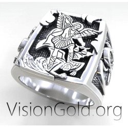 Bague Signet Saint Michael Christian 0526