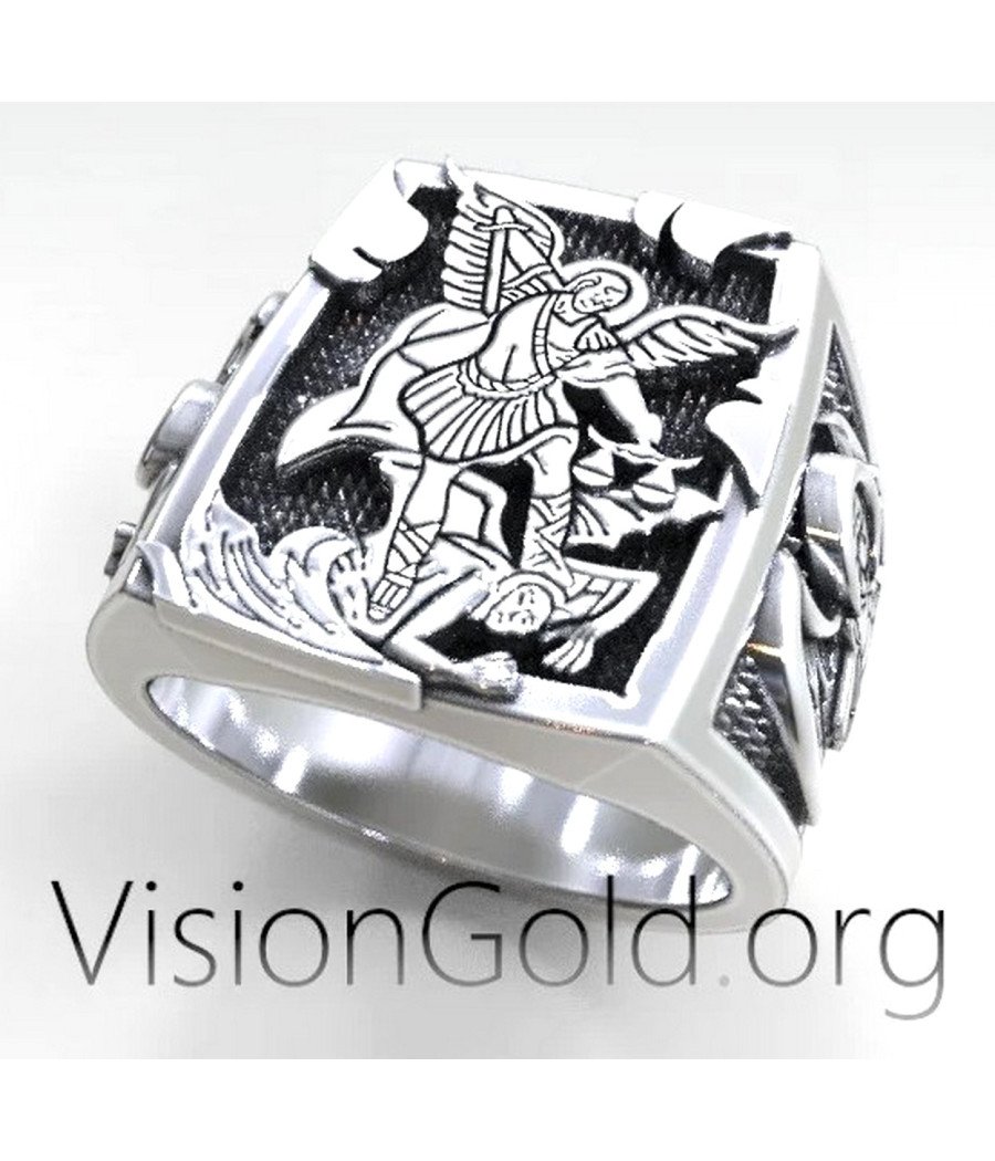 Bague Signet Saint Michael Christian 0526