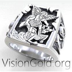 Bague Signet Saint Michael Christian 0526