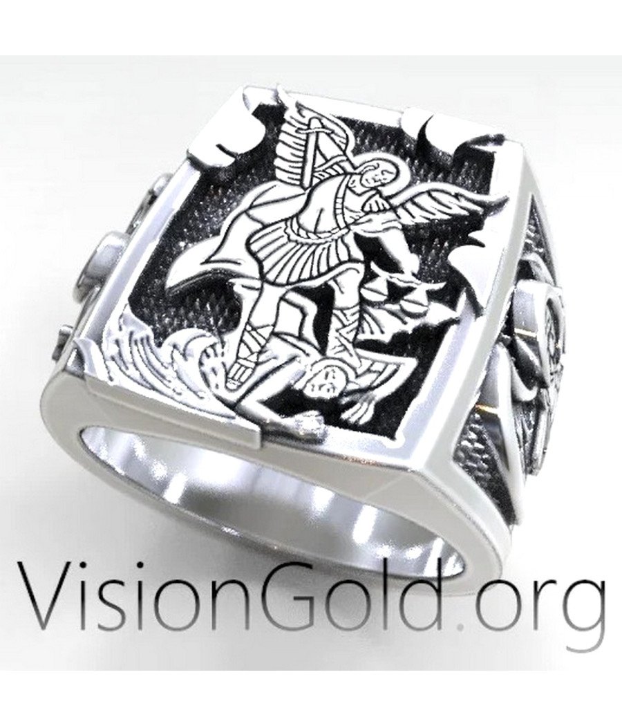 Bague Signet Saint Michael Christian 0526