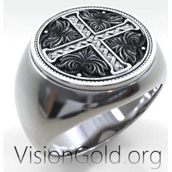 Chevalier Herren Signet Kreuz Ring 0567