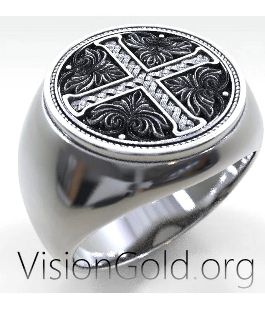 Chevalier Mens Signet Cross Ring 0567