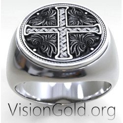 Chevalier Mens Signet Cross Ring 0567