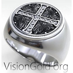 Chevalier Mens Signet Cross Ring 0567