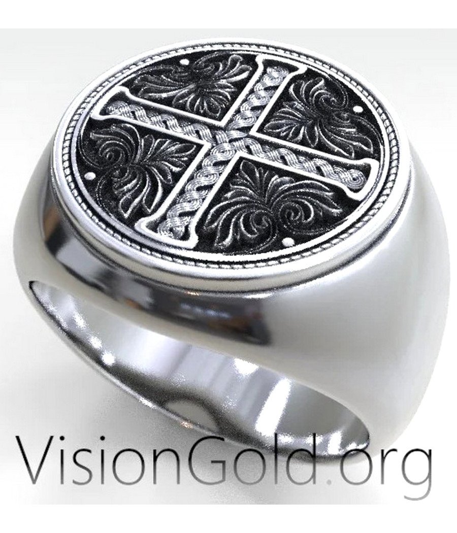 Chevalier Mens Signet Cross Ring 0567