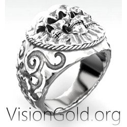 Vintage Skull Biker Ring 0477