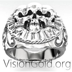 Vintage Skull Biker Ring 0477