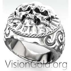 Vintage Skull Biker Ring 0477