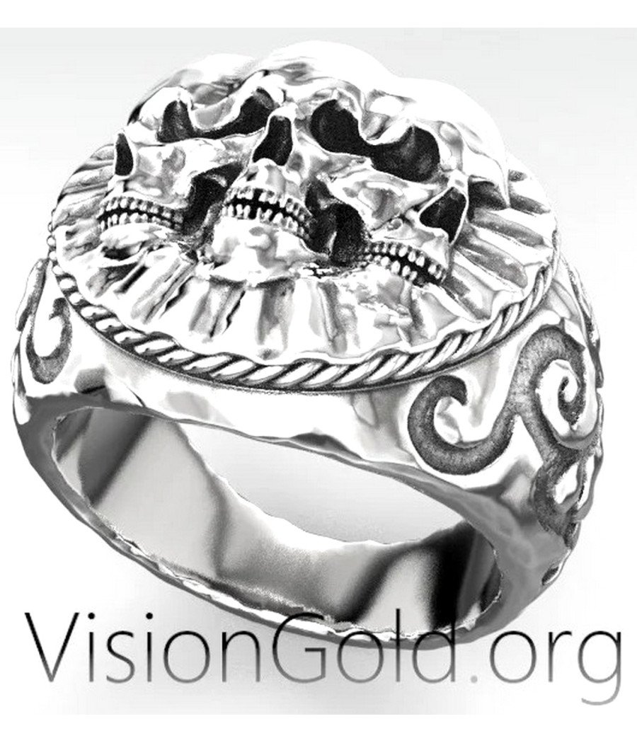 Vintage Skull Biker Ring 0477