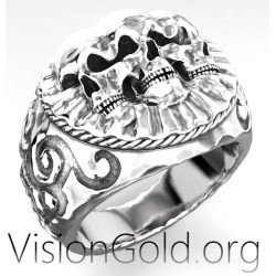 Vintage Skull Biker Ring 0477