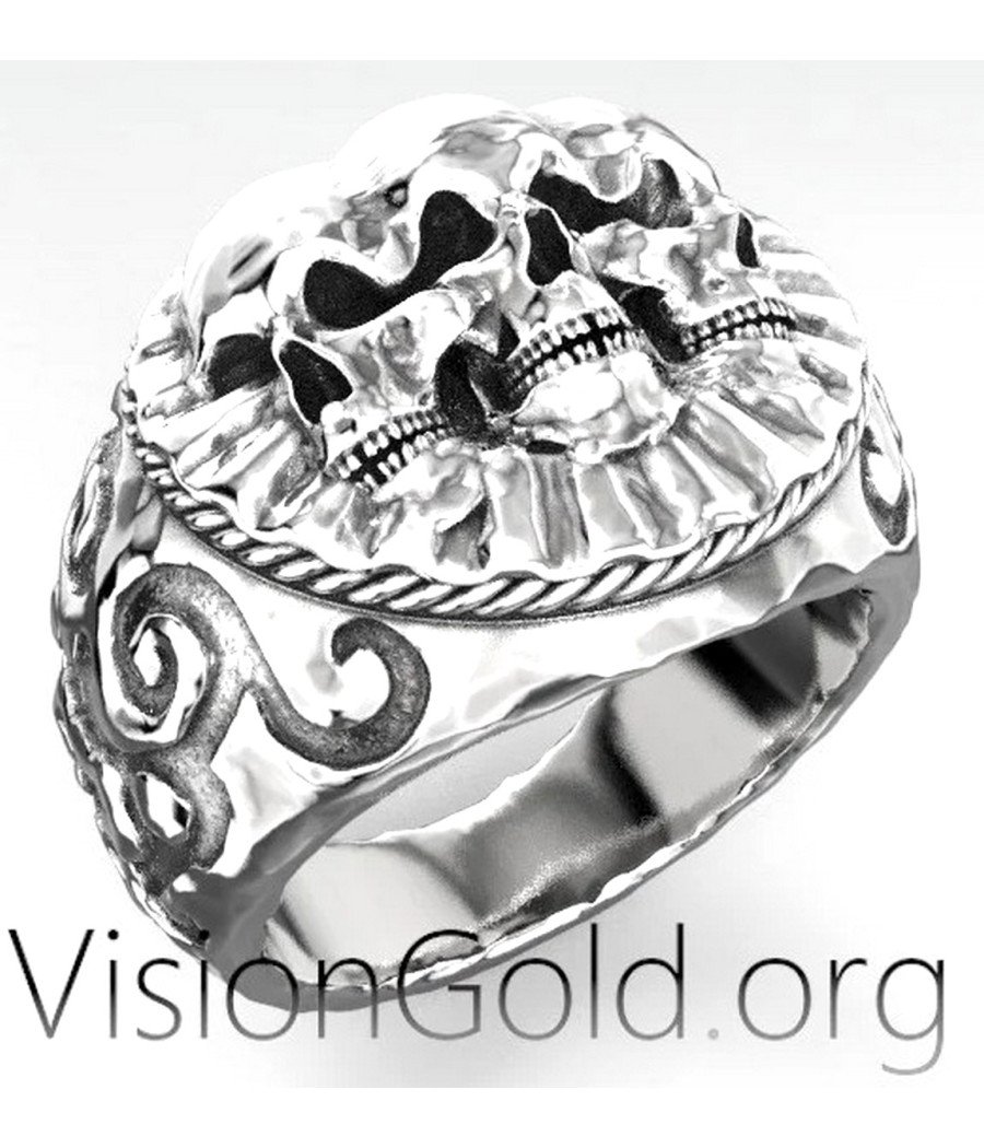 Vintage Skull Biker Ring 0477