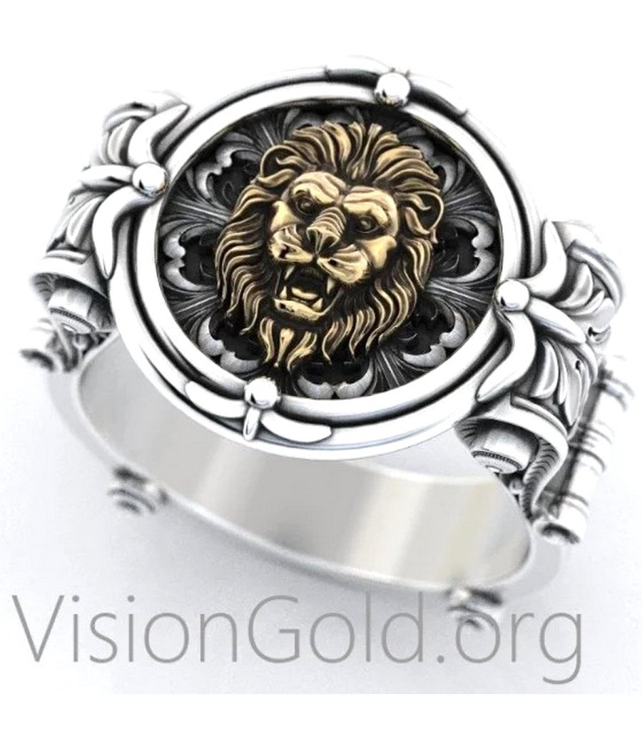 Кольцо Chevalier Signet Lion Head с флером де Лис 0243