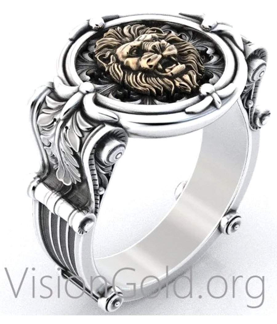 Chevalier Siegelring mit Löwenkopf und Fleur De Lis 0243