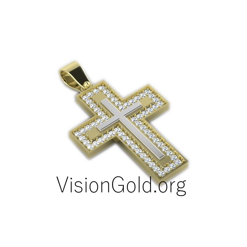 Baptism cross 0035,Pendant Latin Cross Gold Pink Rh, Crucifix