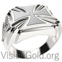 Unique Mens Cross Ring 0109