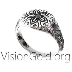 Floral Engraved Men Ring 0024