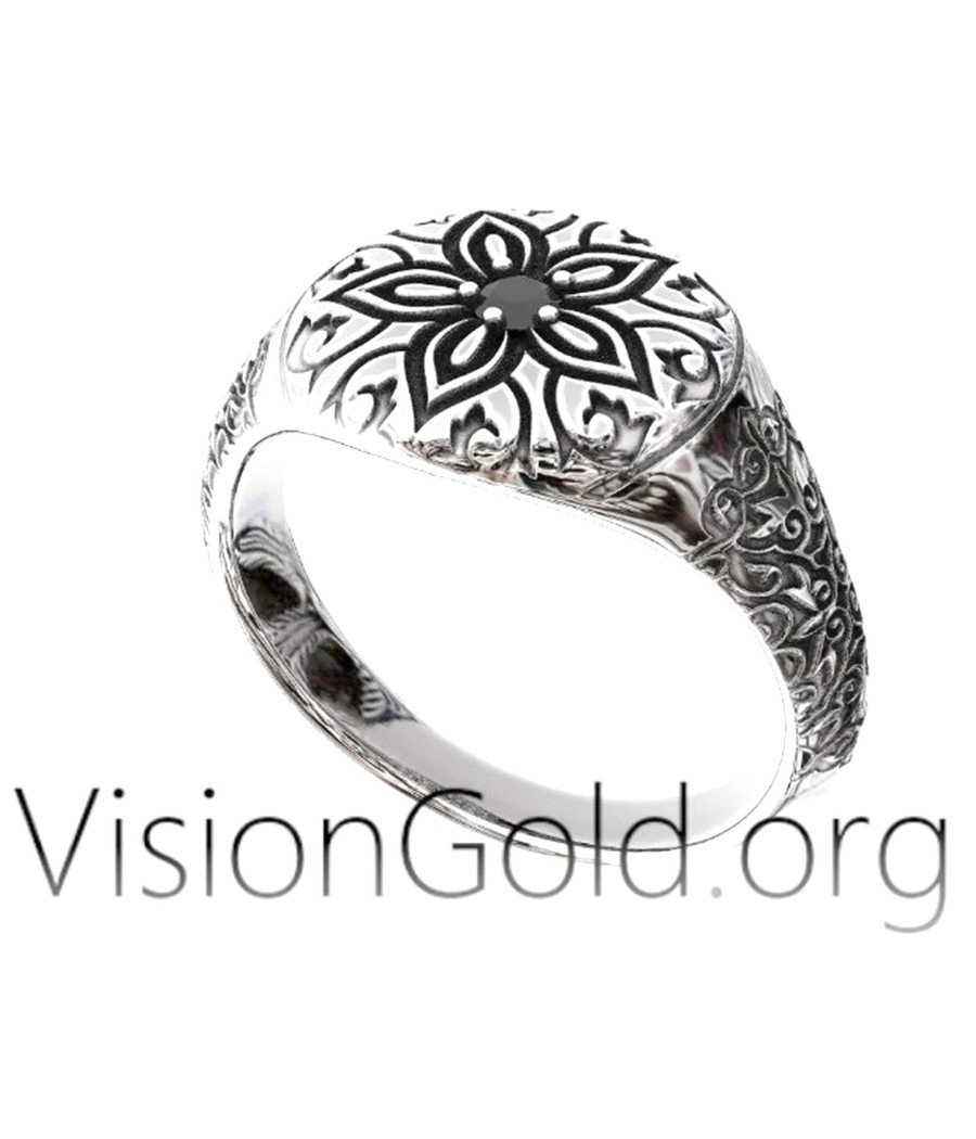 Floral Engraved Men Ring 0024