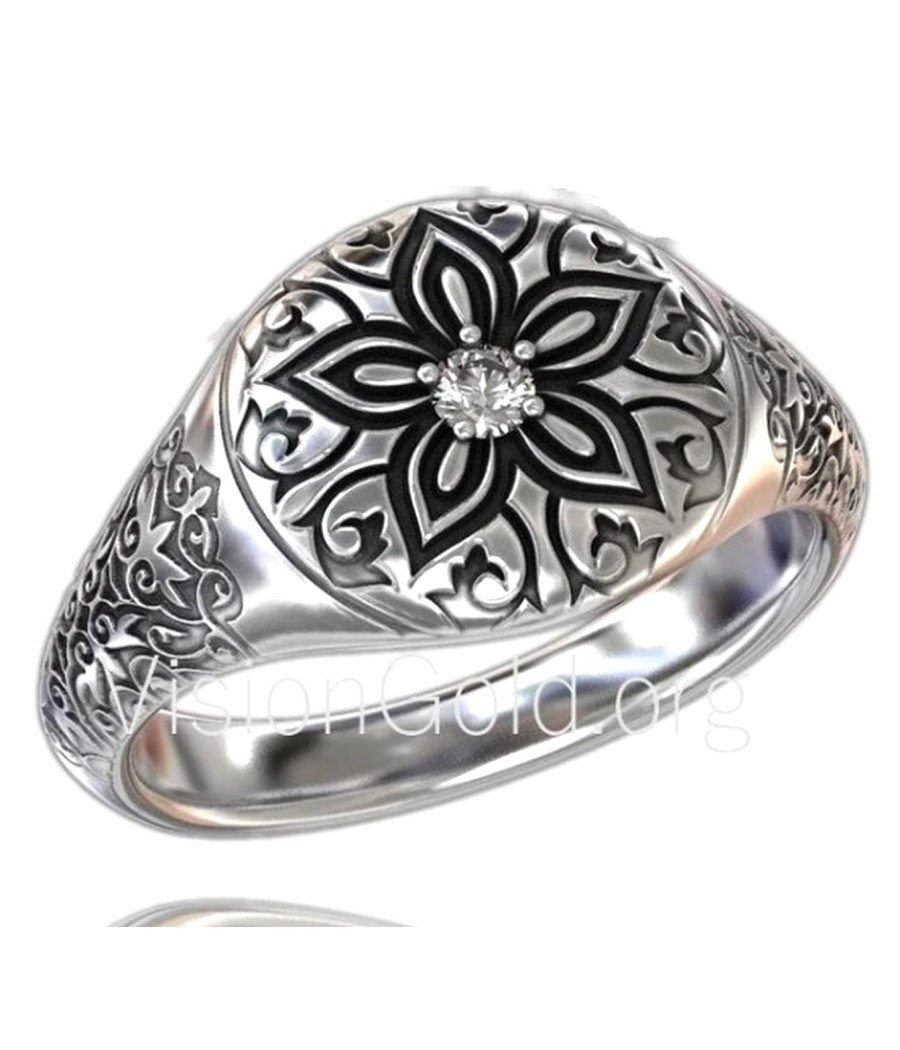 Floral Engraved Men Ring 0024