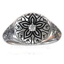 Floral Engraved Men Ring 0024